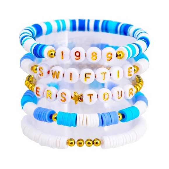 Beaded Bracelet Sets Taylor Concert Clay Preppy Friendship String Blue Gold y2k - Picture 1 of 4